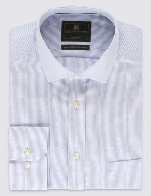 Pure Cotton Tailored Fit Cut Away Collar Shirt